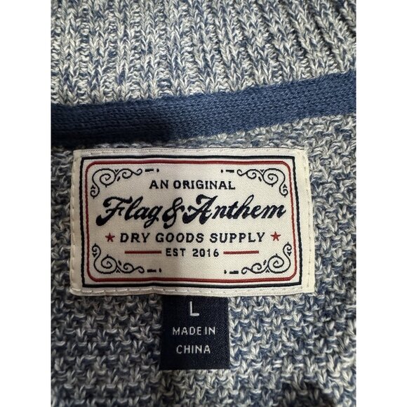 Flag & Anthem Sweater Men Size Large Long Sleeve Knit Buttons Cotton Preppy City - Picture 3 of 12